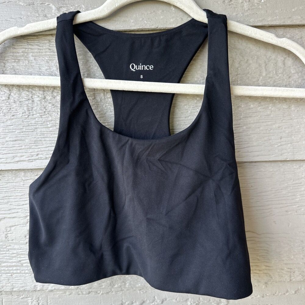 Quince Women's Ultra-Form Scoop Neck Longline Bra Sports Bra Black Size Small